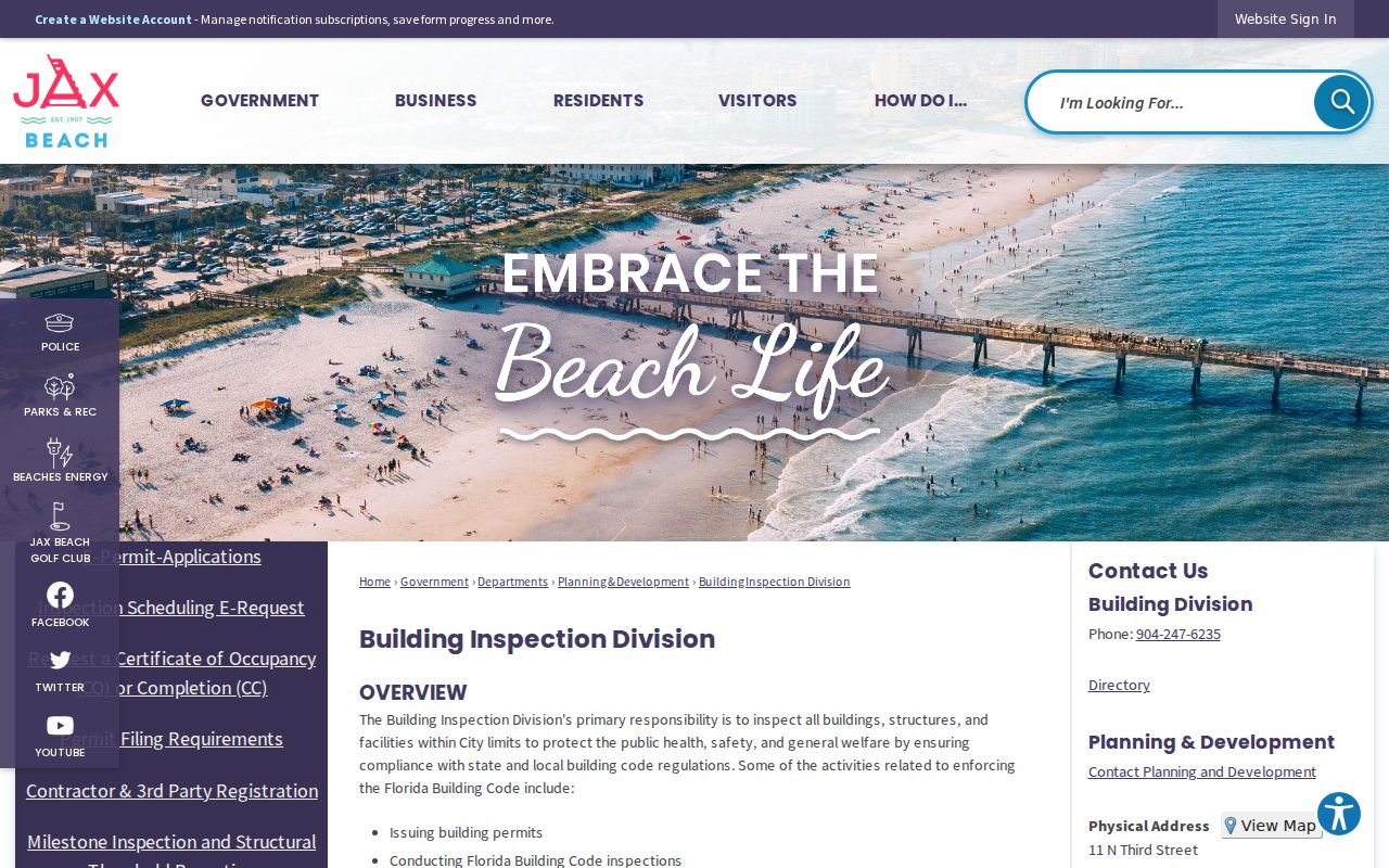 Jacksonville Beach street directory COAST permit search